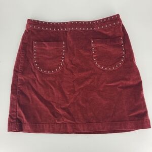 Mossimo Women's Skirt Size 4 Velvet Red Pockets Studs Mini Maroon
